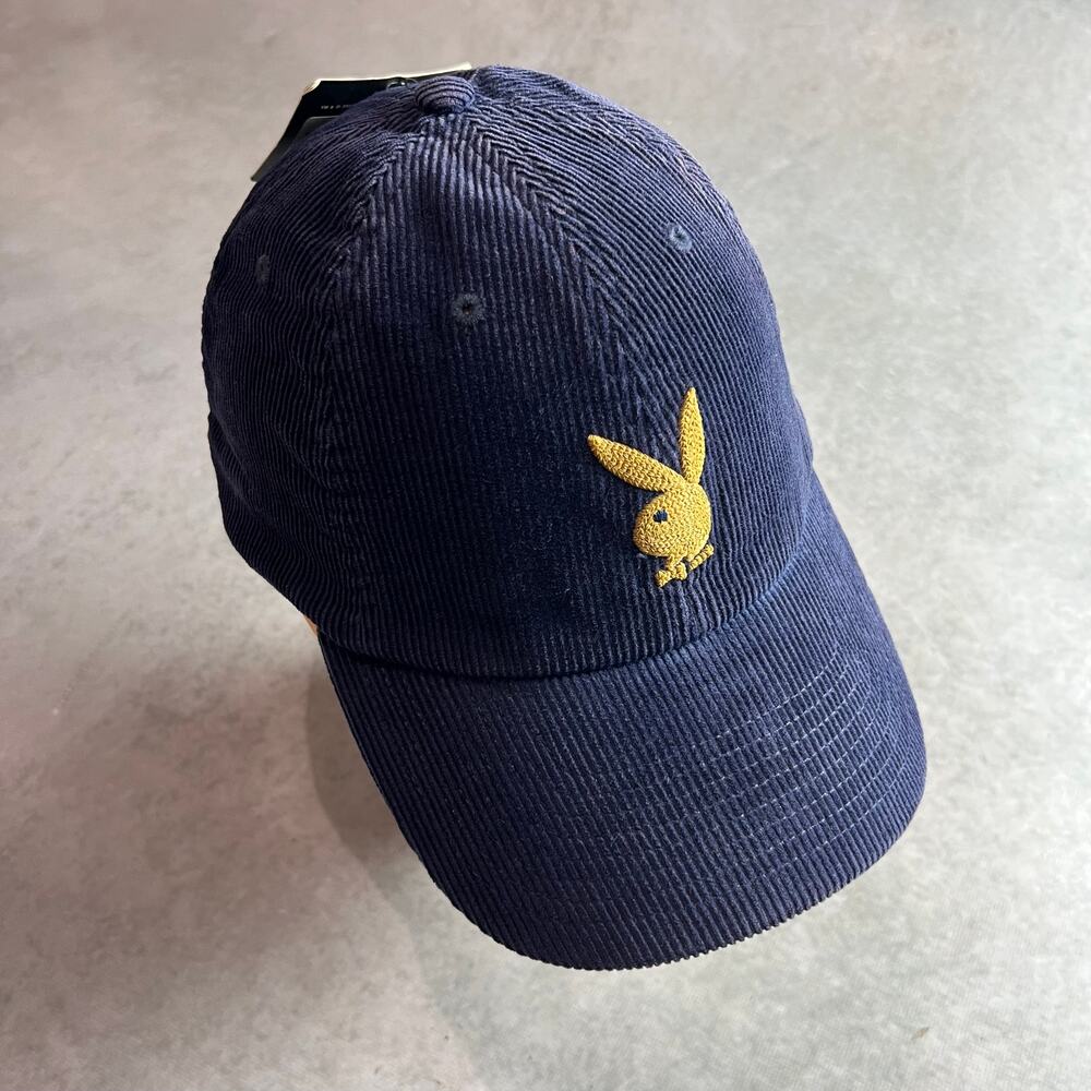 Playboy Cap Corduroy Hat Navy Dad Strap Back Bunny Lids NWT Adjustable